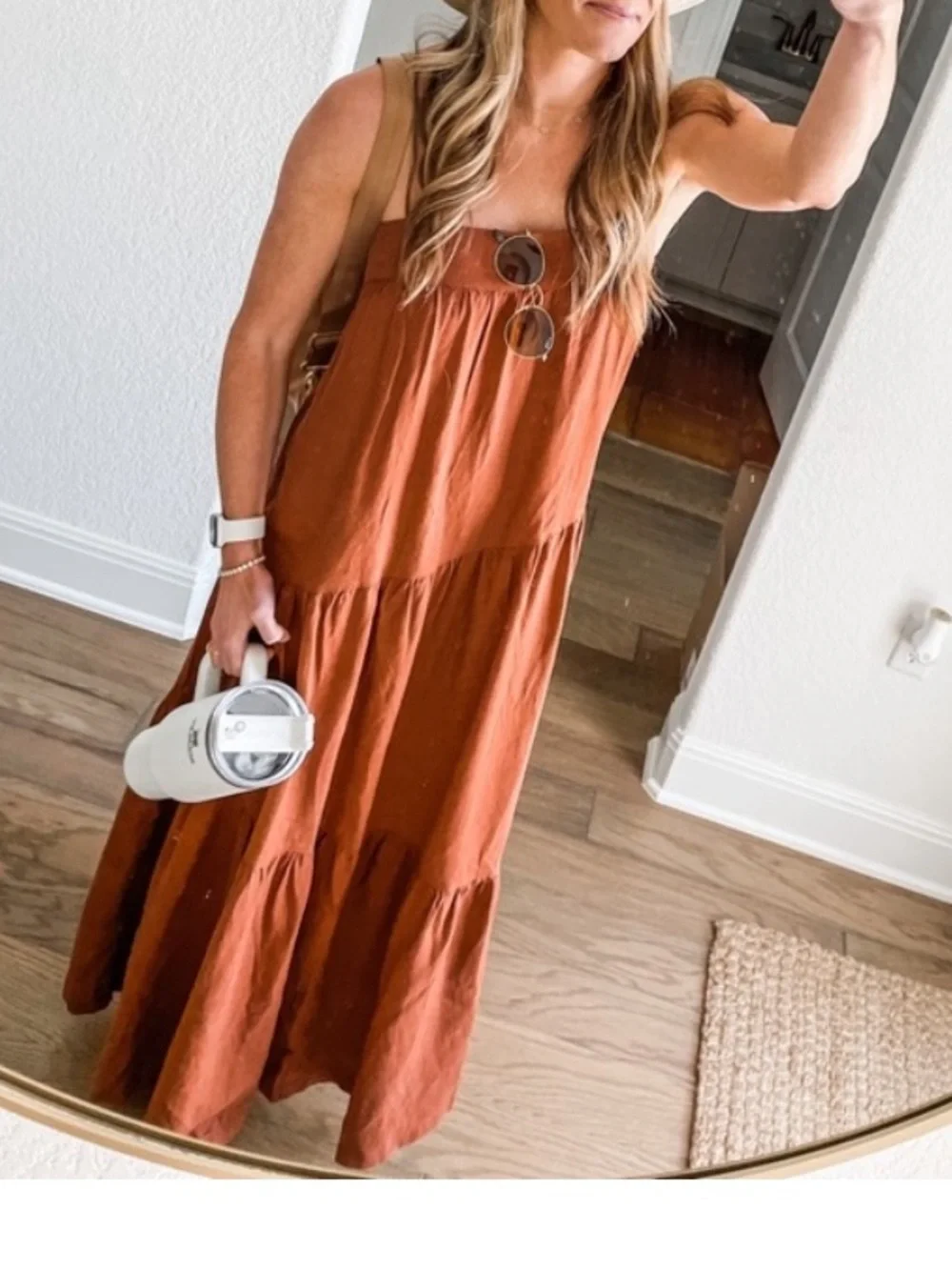 abercrombie and fitch Rust Asymmetrical Tiered Maxi Dress